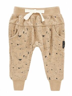 Little Bipsy Tan Geometric Jogger Pants 12-18M Neutral Pocket GUC